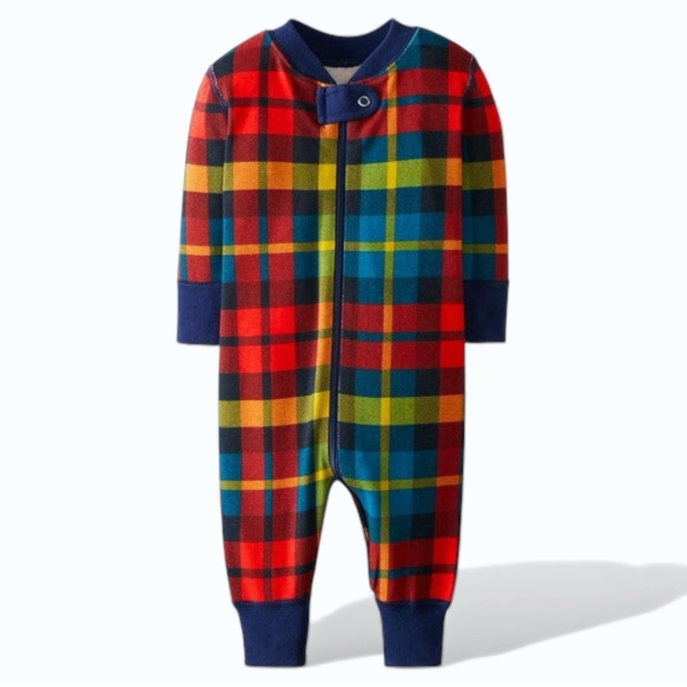 Hanna Andersson Rainbow Plaid Zip Baby Sleeper Footie Pajamas 6–12M